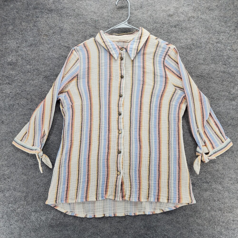 Soft Surroundings Shirt Womens PL Petite Large Button Up Striped